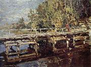 Konstantin Korovin Bridge in the autumn scenery oil on canvas